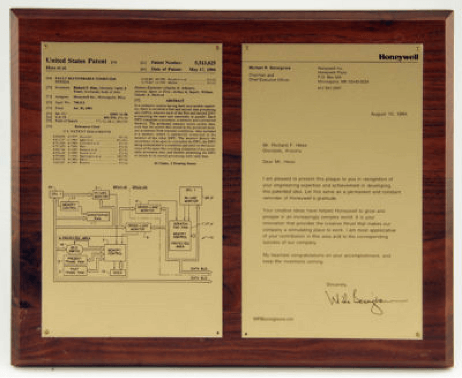 Honeywell Patent Award Plaque