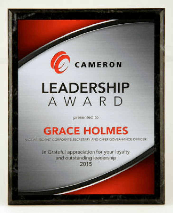 Cameron Leadership Award Plaque