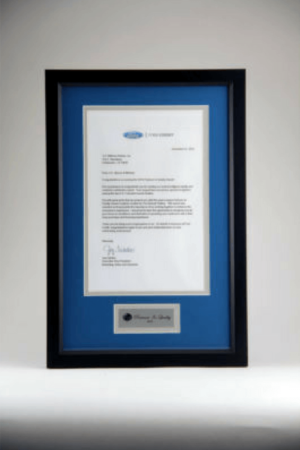 Ford Credit Framed CEO Letter Display