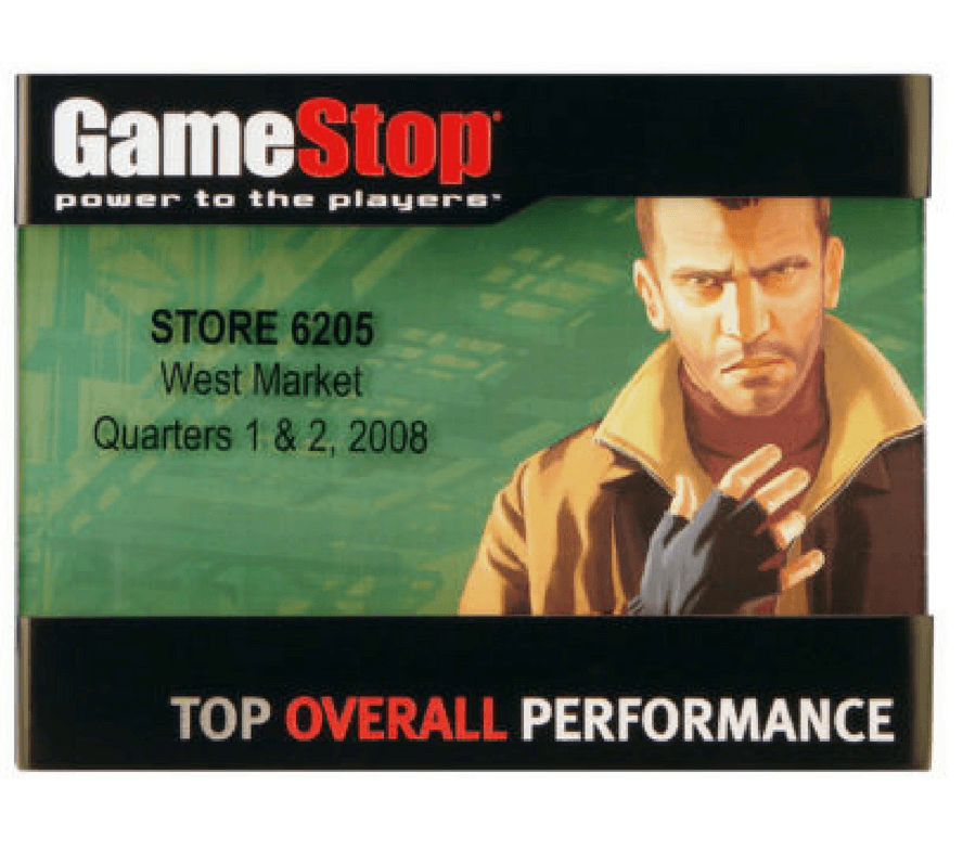 Gamestop Top Store Performance Plaque
