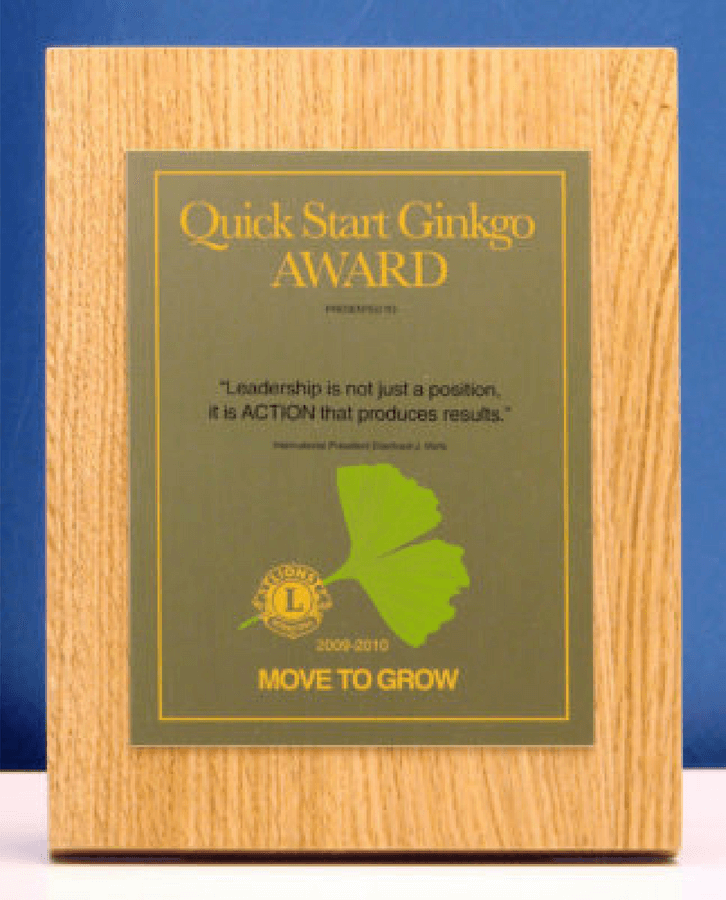 Lions Clubs International Quick Start Gingko Plaque