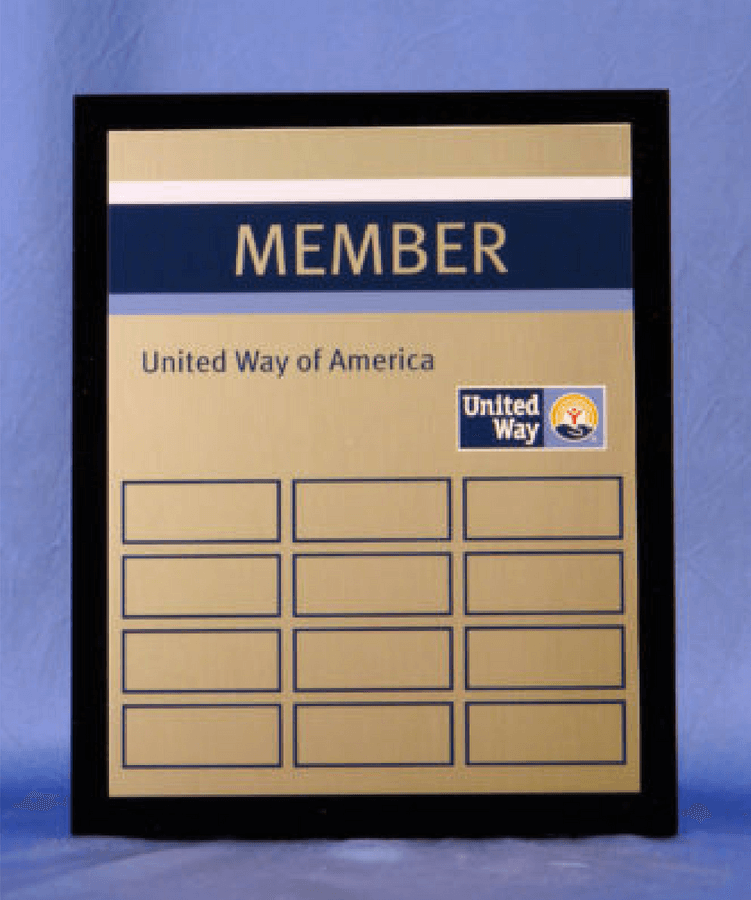 United Way Member Roster Plaque