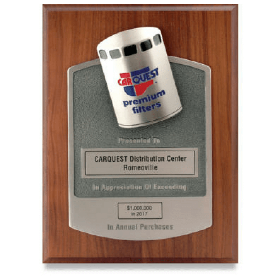 Car Quest Distributor Sales Award Plaque