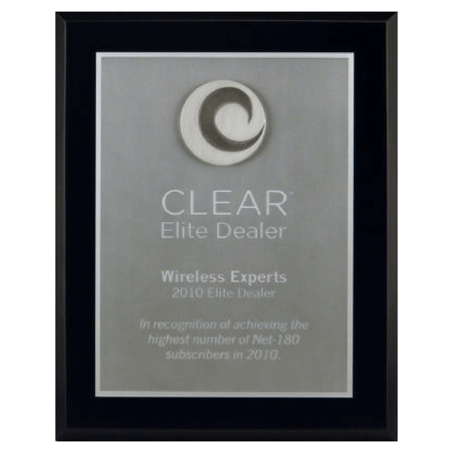 Clear Wireless Elite Dealer Plaque