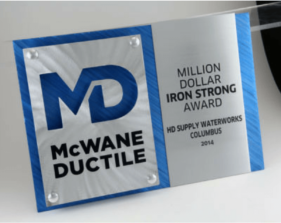 McWane Ductile Million Dollar Iron Strong Plaque