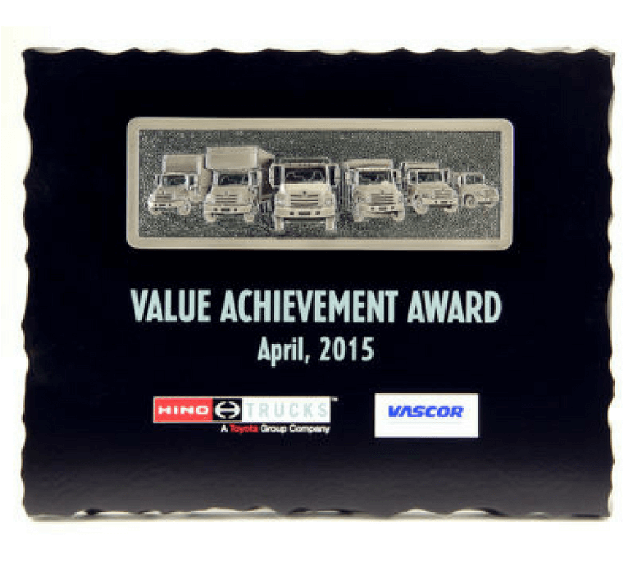 Hino Value Achievement Award Plaque