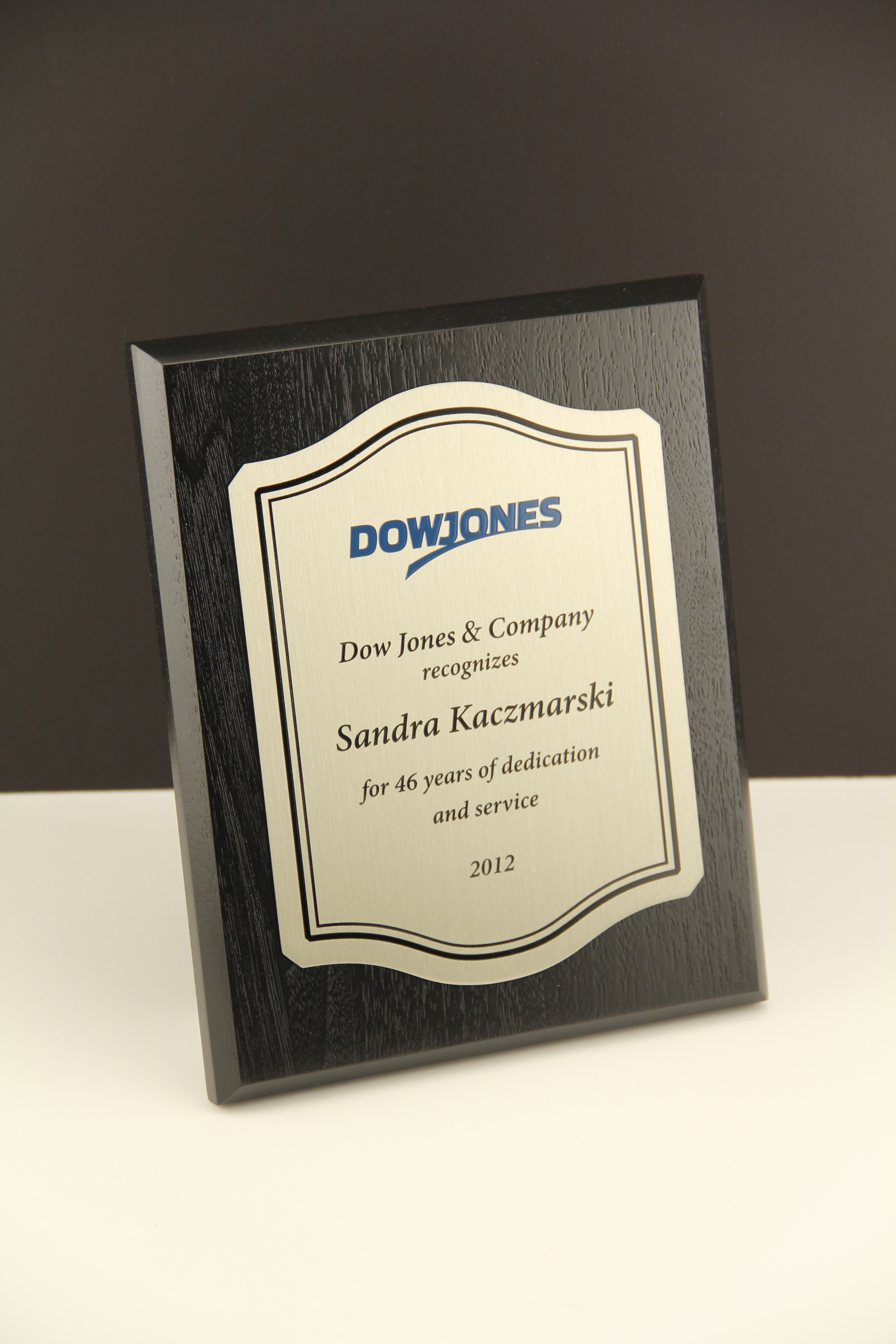 Dow Jones Years of Service Plaque | Bruce Fox | Custom ...
