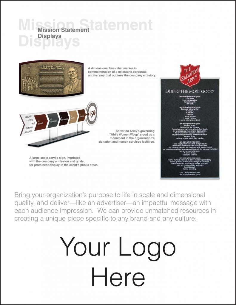 How Bruce Fox products are used - Mission Statement Displays